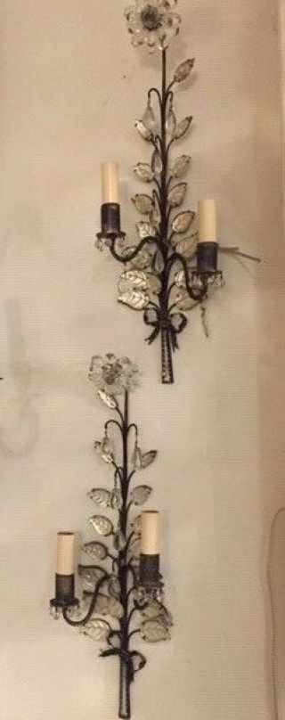 Antique Bagues Crystal Floral Wall Sconces