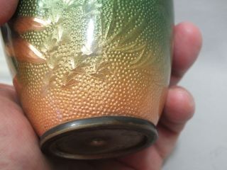 (A) A FINE JAPANESE CLOISONNE VASE WITH FISH ON A GREEN GROUND 8