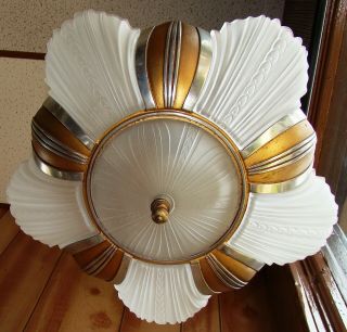 Vintage Art Deco Slip Shade Ceiling Light Art Deco Period Chandelier