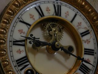 Ansonia Royal Bonn Porcelain Mantle Clock,  Open Escapement,  Runs 4