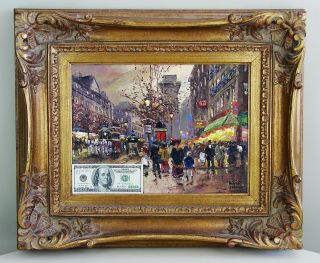 Listed Signed Robert Lebron Impressionist Oil On Canvas Street Scene 3