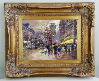 LISTED Signed Robert Lebron Impressionist Oil on Canvas Street Scene 3 2