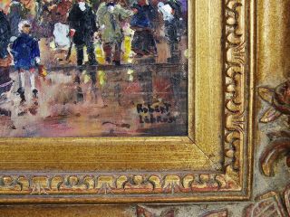 LISTED Signed Robert Lebron Impressionist Oil on Canvas Street Scene 3 4