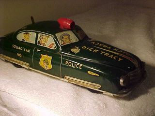 Antique Tin W Up Toy Dick Tracy Squad Car No 1 Marx 1949 12