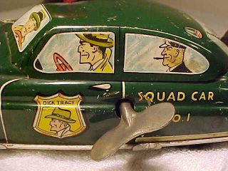 Antique Tin W Up Toy Dick Tracy Squad Car No 1 Marx 1949 2