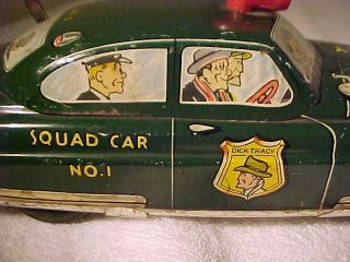 Antique Tin W Up Toy Dick Tracy Squad Car No 1 Marx 1949 5