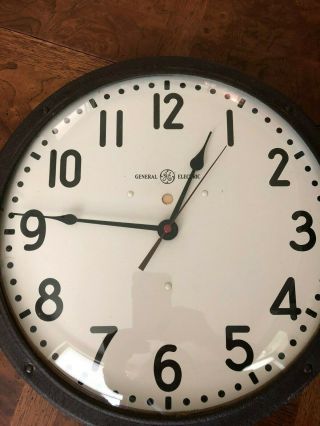 Large EARLY Vintage School House General Electric Wall Clock 14.  5 