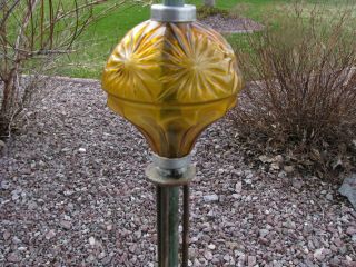 Bright Pretty Amber Hawkeye Ornate Old Lightning Rod Ball