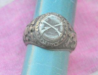 Vintage Sterling Silver Us Army Infantry Ring Size - 9.  607