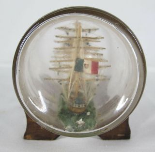 Antique Whimsy 19th C Kingdom of Italy 3 Mast Tall Ship in a Bottle w/Stand yqz 10