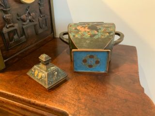 Fine quality unusual 18thc/19thc Chinese cloisonné square section vase and cover 6