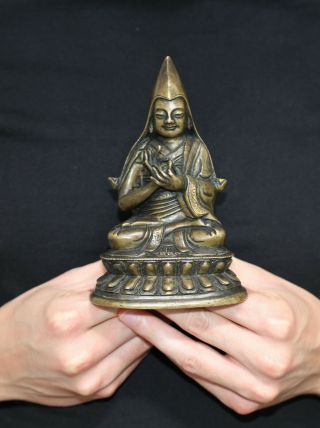 Antique Chinese Tibetan bronze Lama Buddha,  18th 19th century,  Qing Dynasty RARE 12