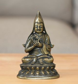 Antique Chinese Tibetan Bronze Lama Buddha,  18th 19th Century,  Qing Dynasty Rare