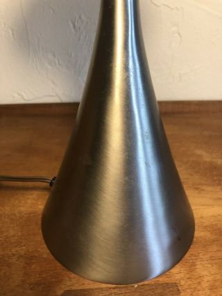 11” Mid Century Modern Laurel Brushed Silver Mushroom Lamp Base Only Bill Curry 2