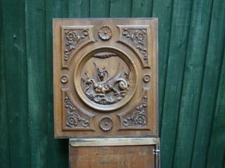 Carved Panel Baroque Grotesque 19th Century Walnut Panel Harpy Gryphon 11