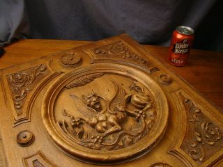 Carved Panel Baroque Grotesque 19th Century Walnut Panel Harpy Gryphon 8