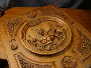 Carved Panel Baroque Grotesque 19th Century Walnut Panel Harpy Gryphon 9