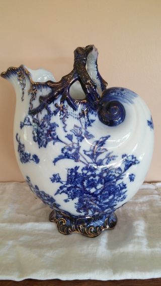 Flow Blue Pitcher - Nautilus Shape,  Art Nouveau - Grimwades Pottery