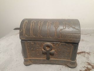 Rare Antique Ancient Egyptian Jewelry Box Key Life Sons Horus Isis 1870 - 1760bc