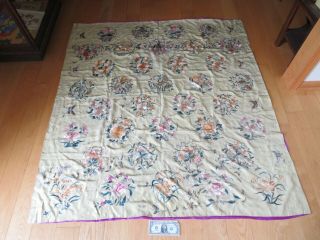 Antique Chinese Embroidered Silk Tapestry Tablecloth Immortals Butterfly (p161)