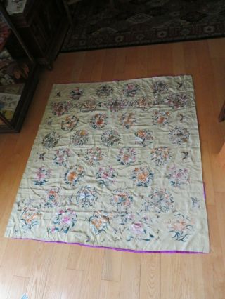Antique Chinese Embroidered Silk Tapestry Tablecloth Immortals Butterfly (P161) 2