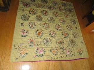 Antique Chinese Embroidered Silk Tapestry Tablecloth Immortals Butterfly (P161) 4
