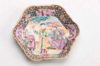 18th C.  Qianlong Chinese Rose Medallion Hexagonal Teapot Stand 2