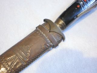 Old Palestinian Jordanian dagger Khanjar Islamic carved buffalo horn handle bird 6