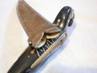 Old Palestinian Jordanian dagger Khanjar Islamic carved buffalo horn handle bird 9