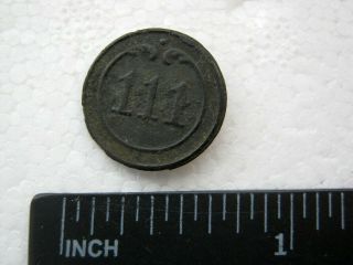 Old vintage small brass button 111 regiment Napoleonic wars 3