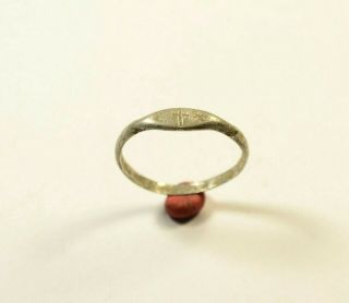 LOVELY LATE ROMAN SILVER RING WITH CROSS ON BEZEL - circa 4th C AD 2