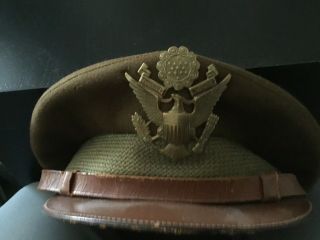 Wwii Us Army Officer Winter Peak Visor With Cap Badge