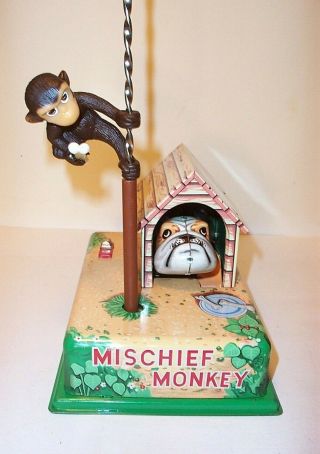 1950 ' s MISCHIEVOUS MISCHIEF MONKEY BATTERY OPERATED TIN LITHO TOY JAPAN 3
