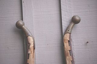 Old Vintage Antique Pair Wooden Horse Hames w Brass Ball Knobs Farm Tool Western 2