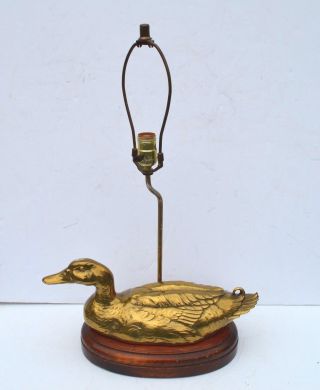 Vintage Brass/bronze Mallard Duck Decoy Table Lamp Full Body Detail