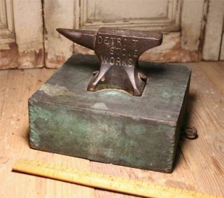 Antique Detroit Stove Miniature Anvil Steel Salesman Sample