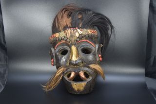Tribe Tharu Shamanic Ritual Shaman Mountain Mask Wood Old Vintage Exorcism,  Nepal