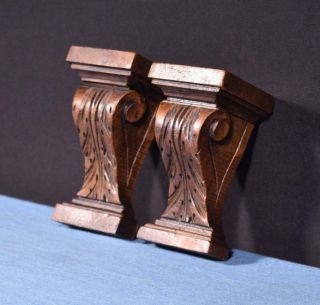 4 " French Antique Corbels/pillars/brackets In Walnut Wood Salvage