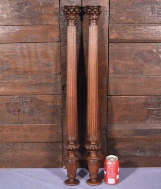31 " French Antique Walnut Wood Posts/pillars/columns