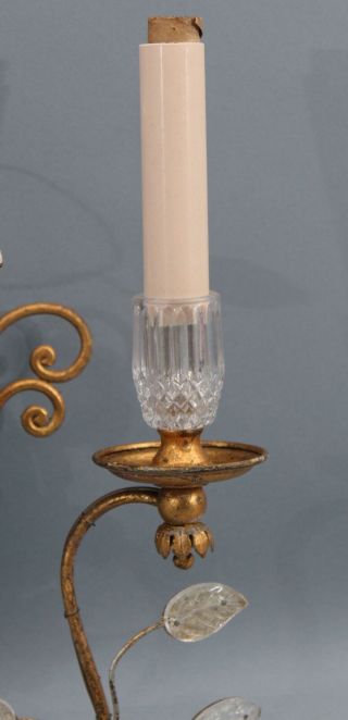 Antique Maison Bagues French Gilt Brass & Cut Crystal Parrot Lamp Sconces 6