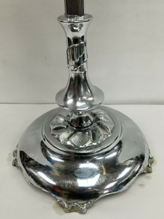 Art Deco Chrome Floor Ashtray Cigar Room Lounge Smoking Stand Slag Glass 1950s 2 7