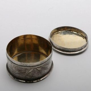 19th C.  Chinese 800 Silver ‘Bamboo’ Round Box And Cover 3