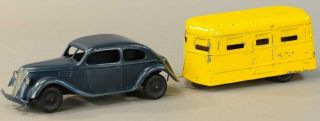 old vintage 1930 ' s 40 ' s Toy Car & Camper Trailer.  KINGSBURY of KEENE N.  H.  USA. 2