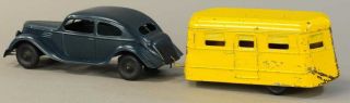 old vintage 1930 ' s 40 ' s Toy Car & Camper Trailer.  KINGSBURY of KEENE N.  H.  USA. 3