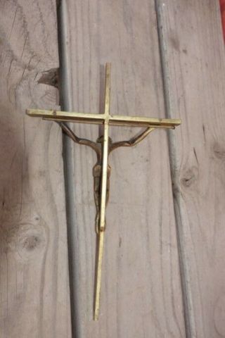 VTG Insane MODERNIST RELIGIOUS CRUCIFIX CHRIST CROSS Handmade SOLID BRONZE Brass 11