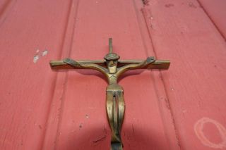 VTG Insane MODERNIST RELIGIOUS CRUCIFIX CHRIST CROSS Handmade SOLID BRONZE Brass 12
