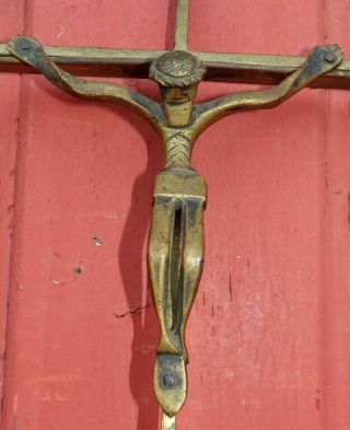 VTG Insane MODERNIST RELIGIOUS CRUCIFIX CHRIST CROSS Handmade SOLID BRONZE Brass 2