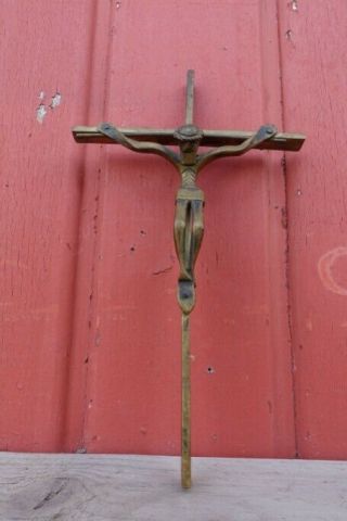 VTG Insane MODERNIST RELIGIOUS CRUCIFIX CHRIST CROSS Handmade SOLID BRONZE Brass 8