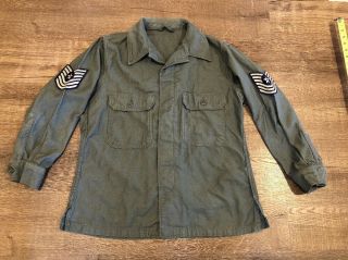 Usaf Us Air Force Sage Green Shade 509 Msgt 1957 Korean War 16 X 32 Shirt Jacket