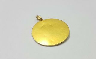 18k Inflated Gold Antique Medal With A Woman With A Rose Embossed 8
